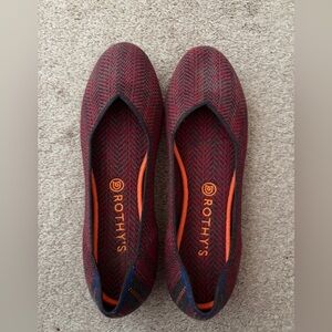 Rothy's Red and Black Herringbone Ballet Flats